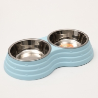 Миска металлическая двойная на пластиковом основании 2 х 160 мл, 25 х 14 х 5 см, голубая Миска металлическая двойная на пластиковом основании 2 х 160 мл, 25 х 14 х 5 см, голубая