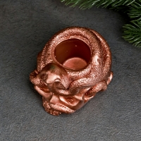 Новый год. Символ 2025. Подсвечник новогодний "Череп со змеей" 9см, медь Новый год. Символ 2025. Подсвечник новогодний "Череп со змеей" 9см, медь