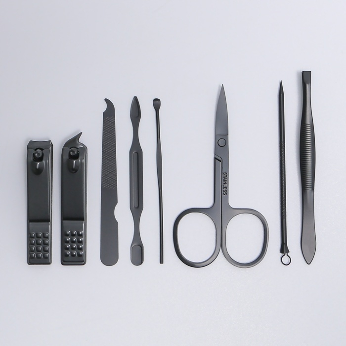 Набор маникюрный «Black», 8 предметов, в футляре, цвет чёрный Набор маникюрный «Black», 8 предметов, в футляре, цвет чёрный