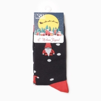 Новый год. Носки мужские Дед мороз, цвет тёмно-синий, размер 40-44 Новый год. Носки мужские Дед мороз, цвет тёмно-синий, размер 40-44