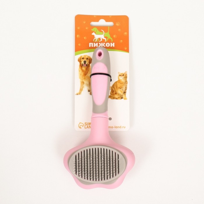 Пуходёрка пластиковая с функцией самоочистки, 9 х 18,5 см, розовая Пуходёрка пластиковая с функцией самоочистки, 9 х 18,5 см, розовая