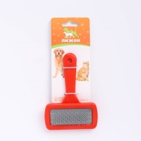 Пуходёрка "Симпл" с каплями, с пластиковой ручкой 9,2 х 13,2 см, красная