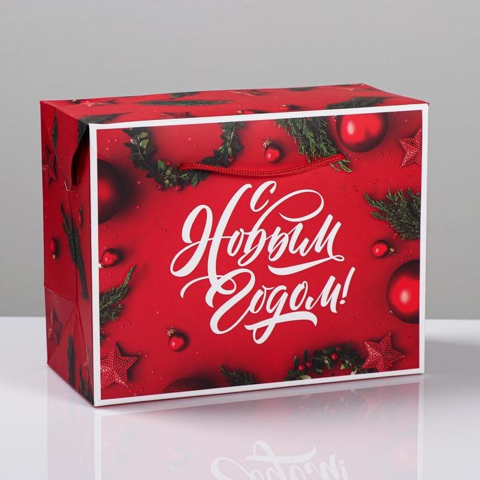 Пакет—коробка «Счастья в новом году!», 23 х18 х11 см, Новый год Пакет—коробка «Счастья в новом году!», 23 х18 х11 см, Новый год