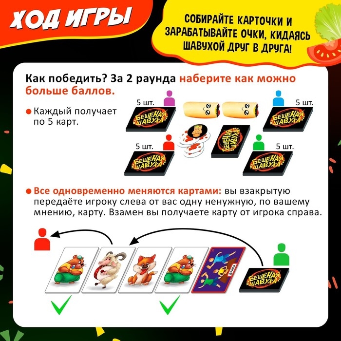 Настольная игра &laquo;Бешеная шавуха&raquo;, 6 игроков, 7+