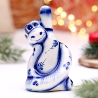 Сувенир "Змея с бутылкой", гжель