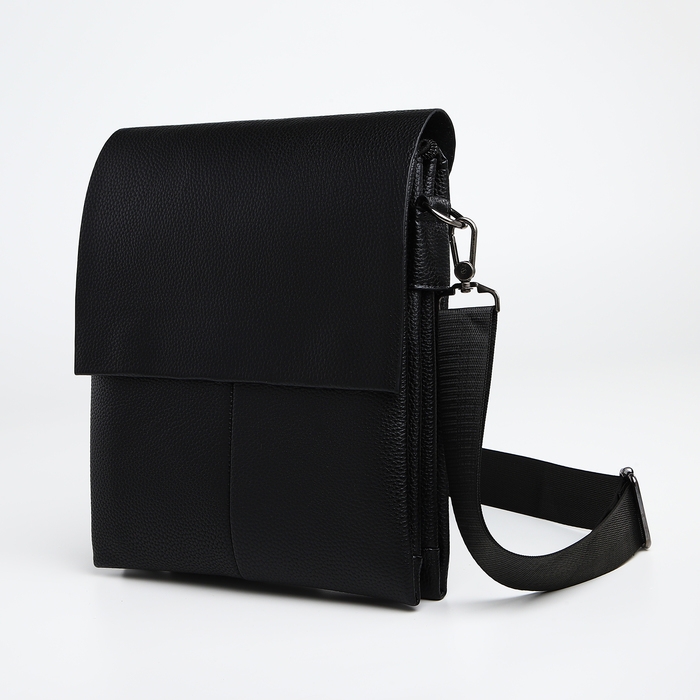 Сумка мужская через плечо TEXTURA, наружный карман, цвет чёрный Сумка мужская через плечо TEXTURA, наружный карман, цвет чёрный