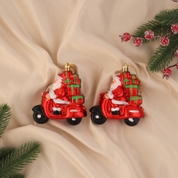 Украшение ёлочное "Дед Мороз на мотике" (набор 2 шт) 10х9,5 см, красный Украшение ёлочное "Дед Мороз на мотике" (набор 2 шт) 10х9,5 см, красный