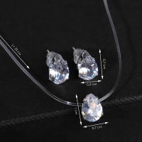 Гарнитур 2 предмета: серьги, кулон &laquo;На леске&raquo; капелька, цвет белый в серебре, 35см