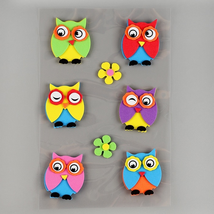 Набор наклеек из EVA "Совушки", 8 шт