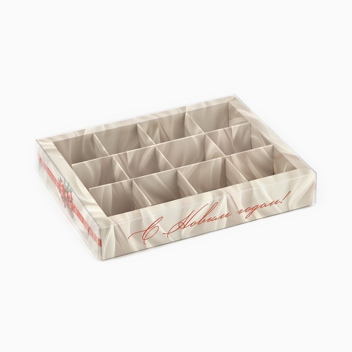Коробка под 12 конфет с ячейками «Новогодний бант», 14.5 х 18.5 х 3 см Коробка под 12 конфет с ячейками «Новогодний бант», 14.5 х 18.5 х 3 см