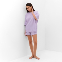 Комплект женский (футболка, шорты) KAFTAN Basic line, р. 42, сиреневый Комплект женский (футболка, шорты) KAFTAN Basic line, р. 42, сиреневый
