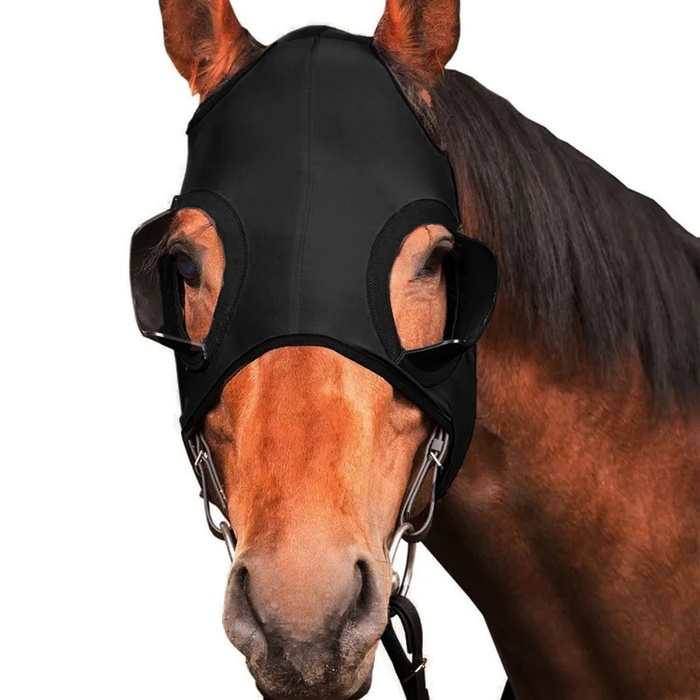 Маска для лошади с ограничителем области зрения, черная Маска для лошади с ограничителем области зрения, черная