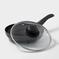 Сковорода Forever, d=20 см, съёмная ручка, стеклянная крышка, антипригарное покрытие, цвет чёрный