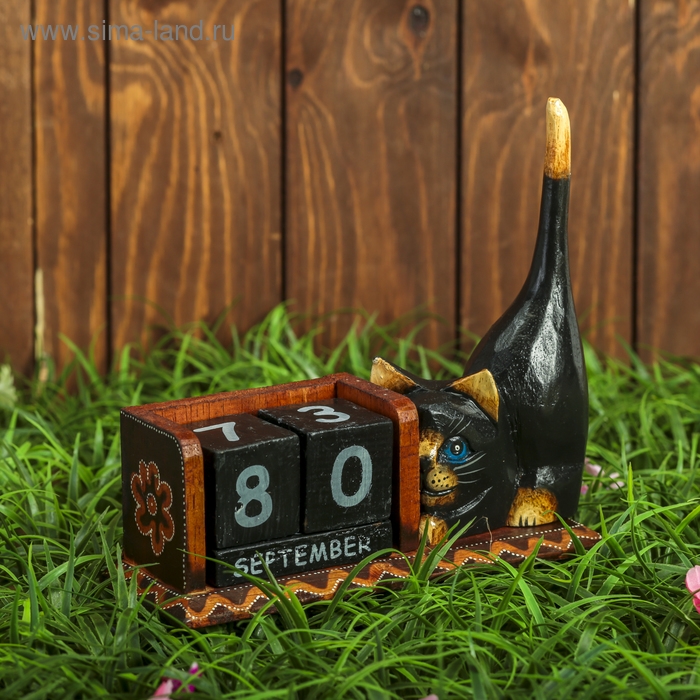 Календарь настольный &laquo;Тёмная кошка&raquo;, 20.5&times;8.5&times;13.5 см, дерево