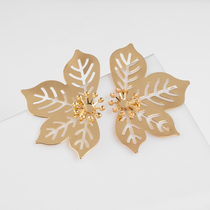 Серьги металл &laquo;Стиль&raquo; лист, клён, цвет золото
