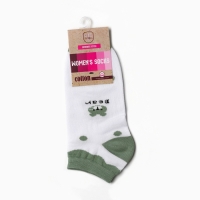 Носки женские укороченные "Медвежата", цвет белый/оливковый, р-р 23-25 Носки женские укороченные "Медвежата", цвет белый/оливковый, р-р 23-25