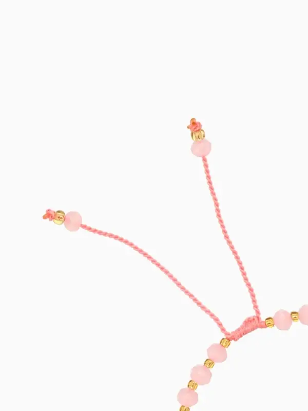 Браслет, длина 16 см, цв. розовый, золотой