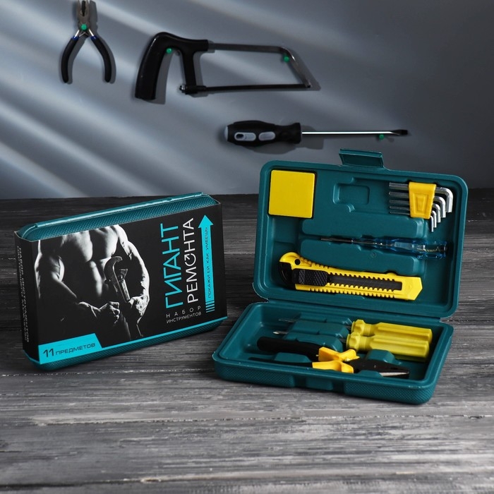 Набор инструментов &laquo;Гигант ремонта&raquo; с отверткой индикаторной, 11 предметов