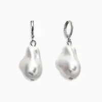 Серьги "Жемчуг барокко", цвет белый в серебре