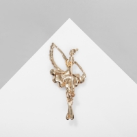 Брошь &laquo;Балерина&raquo; с лентой, цвет белый в золоте