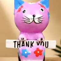 Сувенир "Кот с табличкой WELCOME" дерево 8х5х10 см, цв. сиреневый