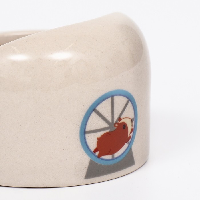 Миска керамическая "Хомячки" 65мл, 6,3 х 4,5 см, бежевая с принтом