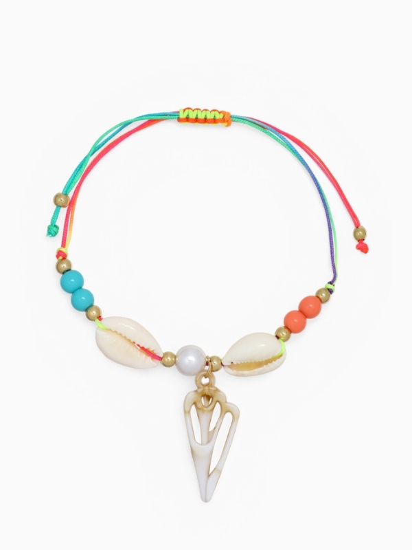 Браслет на нити &laquo;Ракушка&raquo; ассорти (неделимая фасовка 12 шт., цена за шт.), цветной в золоте