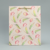 Пакет подарочный, упаковка, &laquo;Тюльпаны&raquo; 32 х 26 х 12 см