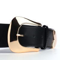 Ремень женский, ширина 4,5 см, пряжка золото, цвет чёрный