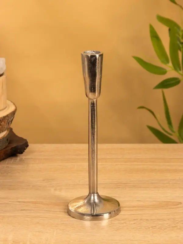 Подсвечник "Модэст" 8х8х23 см, алюминий, цв. серебро