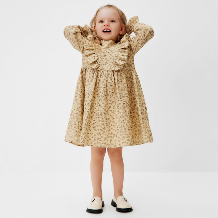 Платье для девочки MINAKU: Cotton collection цвет бежевый, рост 116 см