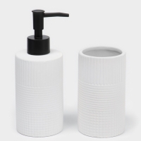 Набор для ванной "Полосы" 4 предмета (дозатор для мыла, 2 стакана,  мыльница)