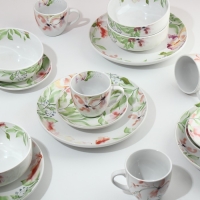 Набор посуды на 4 персоны &laquo;Акварель&raquo;, 16 предметов: 4 тарелки 23 см, 4 миски 14.5 см, 4 кружки 250 мл, 4 блюдца 15 см.