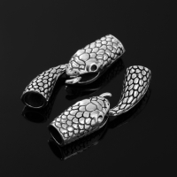 Замок-концевик &laquo;Змея&raquo;, 4,3&times;1,6 мм (внутренний 0,7 мм),(набор 2 шт.) цвет чернёного серебра