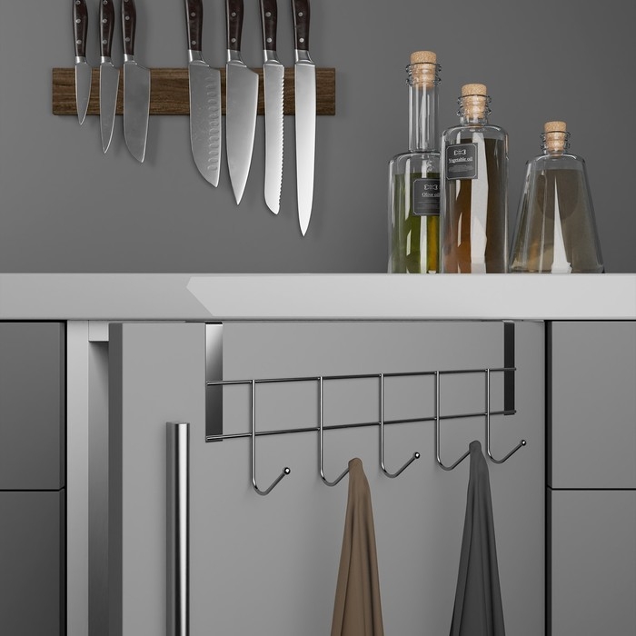 Вешалка на дверцу толщиной 2 см, Доляна &laquo;Блеск&raquo;, 5 крючков, 24,5&times;10&times;6 см, цвет хром