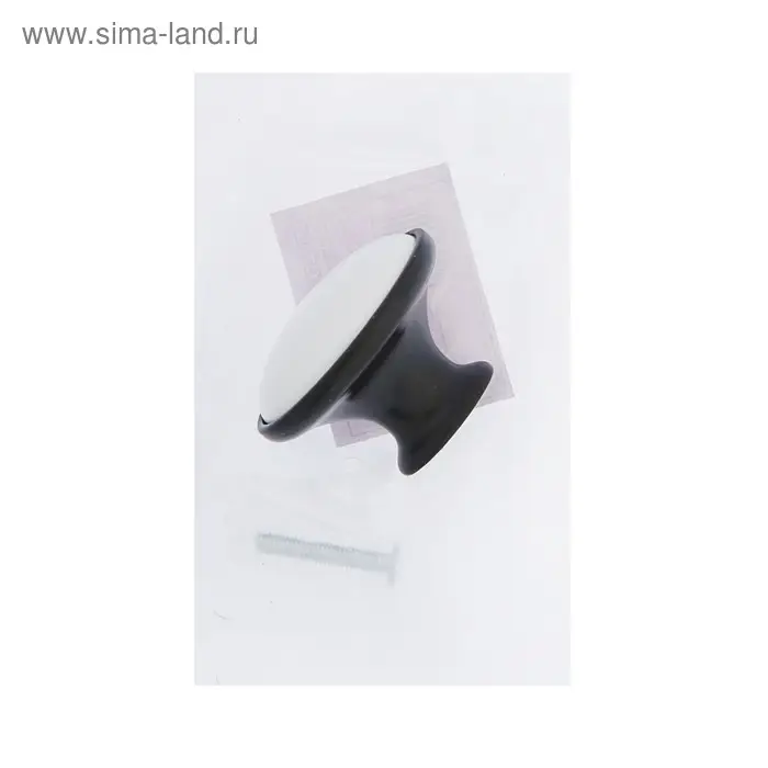 Ручка-кнопка ТУНДРА РК023BL LIGHT, чёрная с белой вставкой