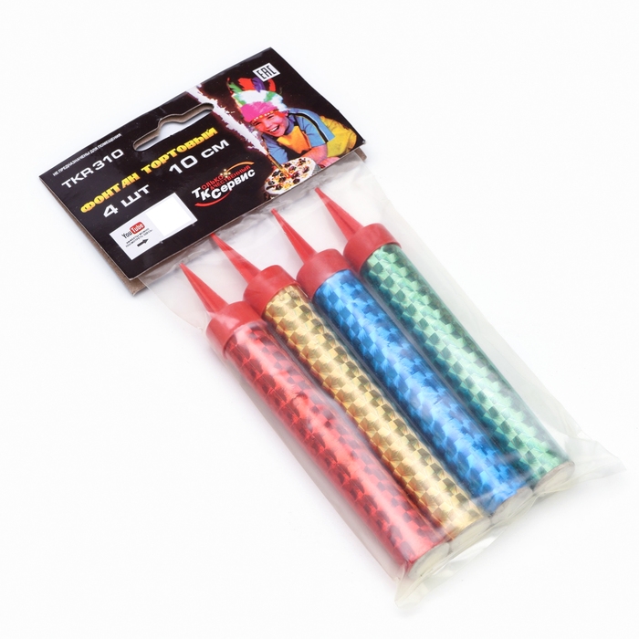 Свеча фонтан Свеча фонтан "Радужные искры", 4 шт, 10 см, цветное пламя 30 сек