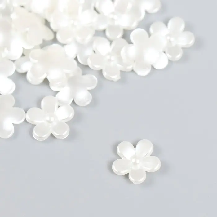 Декор для творчества пластик "Цветочек" жемчужный набор 35 шт 0,9х0,9 см