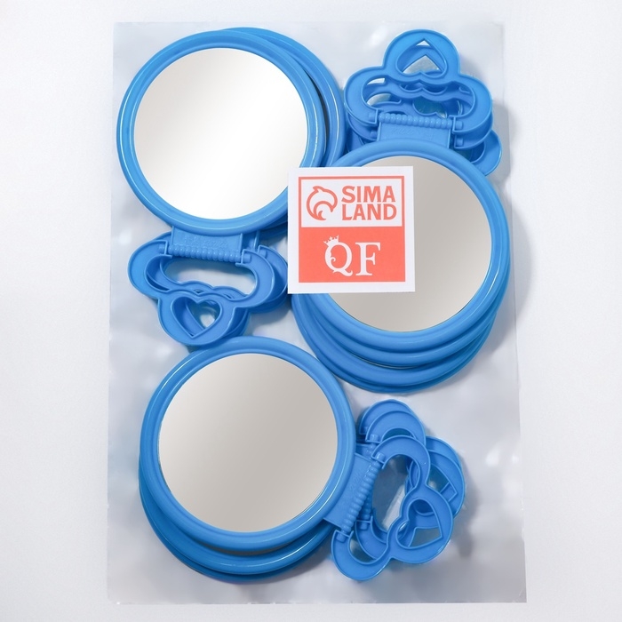 Зеркало настольное - подвесное &laquo;Круг&raquo;, d зеркальной поверхности 9,5 см, цвет голубой