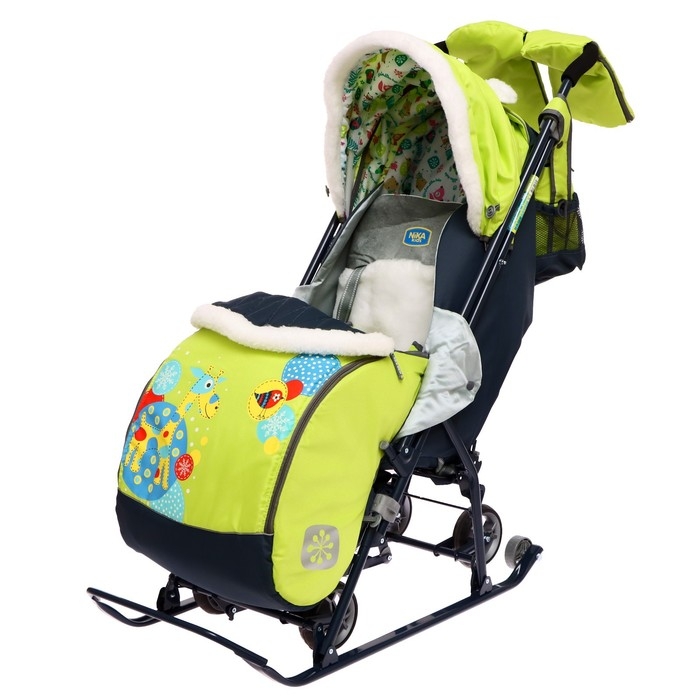 Санки-коляска &laquo;Наши детки 5-1&raquo; с жирафом, цвет лимонный