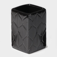 Набор для ванной &laquo;Лепесток&raquo;, 3 предмета, дозатор для мыла, стакан, мыльница, чёрный