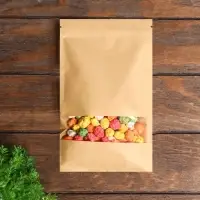 Пакет Zip - lock Крафт с прямоугольным окном, плоский, 16&times;26 см