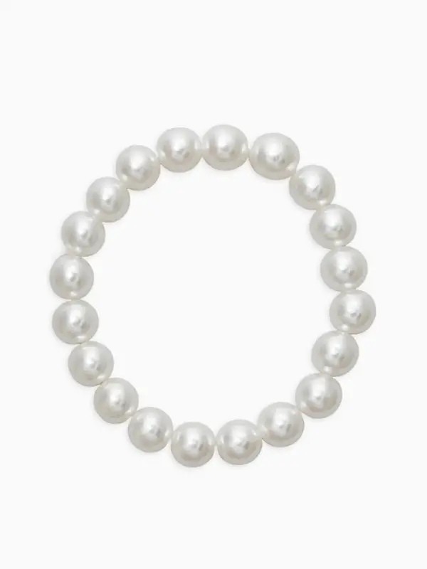 Браслет "Бусины жемчуга" (набор 3 шт), №10,12.14, цвет белый