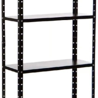 Стеллаж для склада, металл, напольный, 4 полки, 150&times;75&times;30 см, чёрный