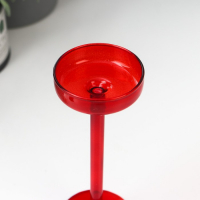 Подсвечник стекло на 1 свечу "Высокая ножка" красный d до 6 см 16,5х6х6 см