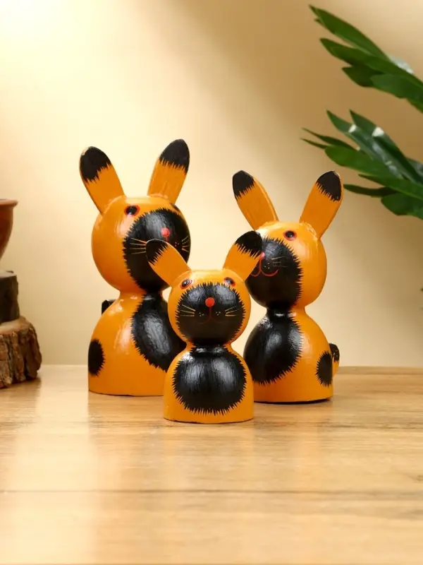 Набор сувенирный &laquo;Котики&raquo;, h=14 см, h=13 см, h=10 см, дерево, рыжий