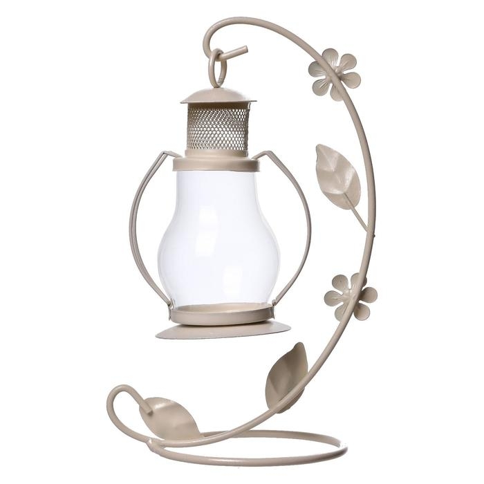 Подсвечник металл 1 свеча "Лампада", белый 14х10х22 см