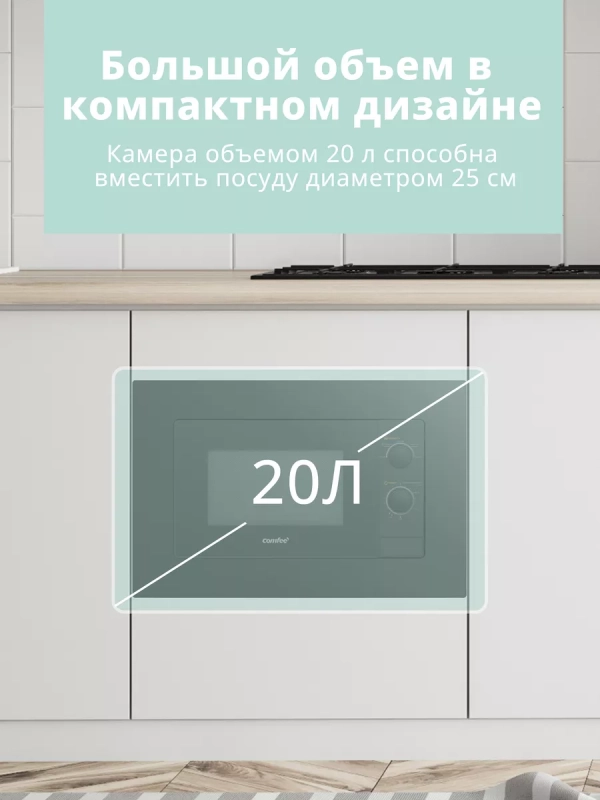 Встраиваемая микроволновая печь CBM2000B, 20 л, 5 мощностей