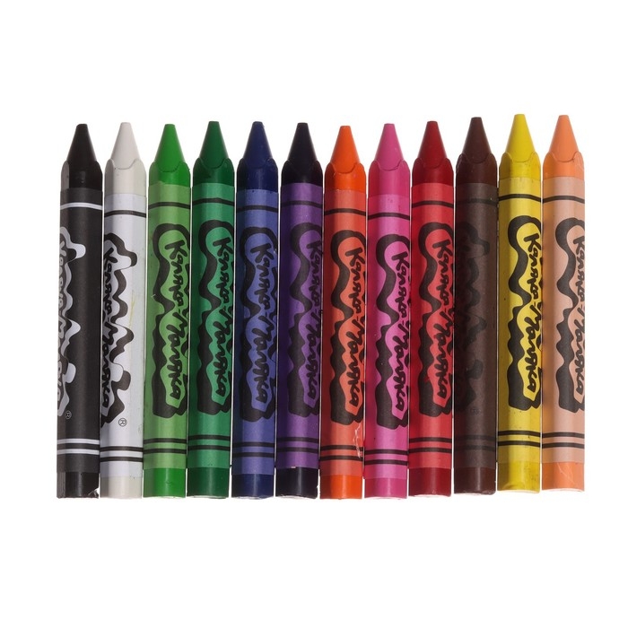 Мелки восковые 12 цветов, Мелки восковые 12 цветов, "Каляка-Маляка", трёхгранные