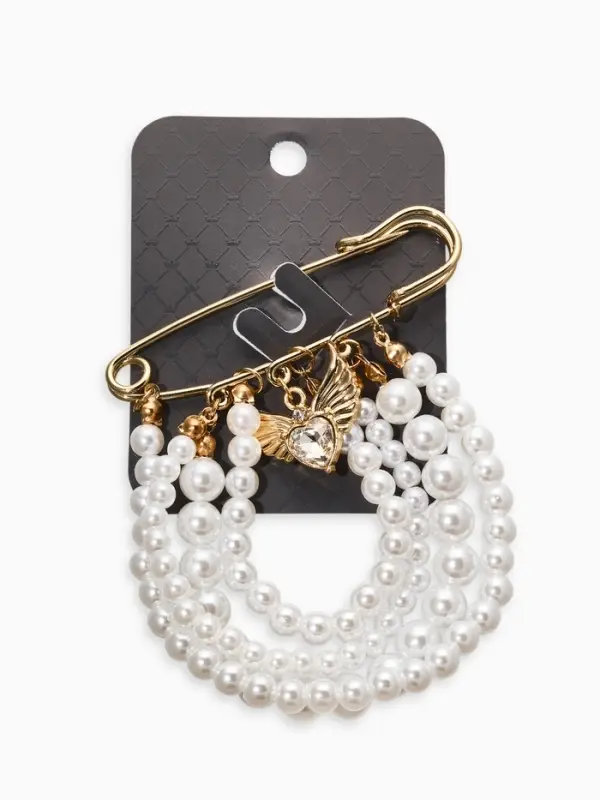 Булавка "Жемчужная россыпь", l=6.5, d=5+6+8 цвет белый в золоте